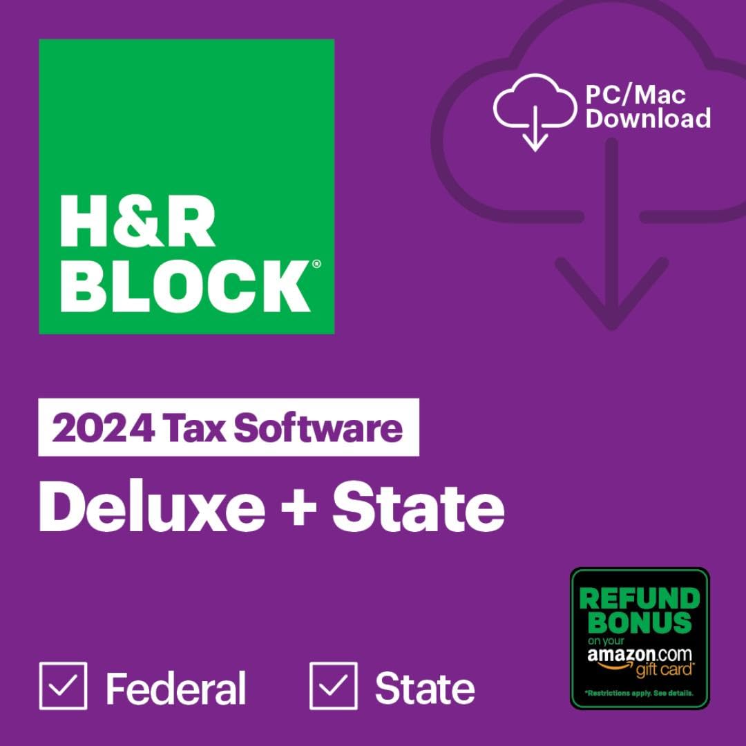 H&R Block Tax Software Deluxe + State 2024 Win/Mac [PC/Mac Online Code]