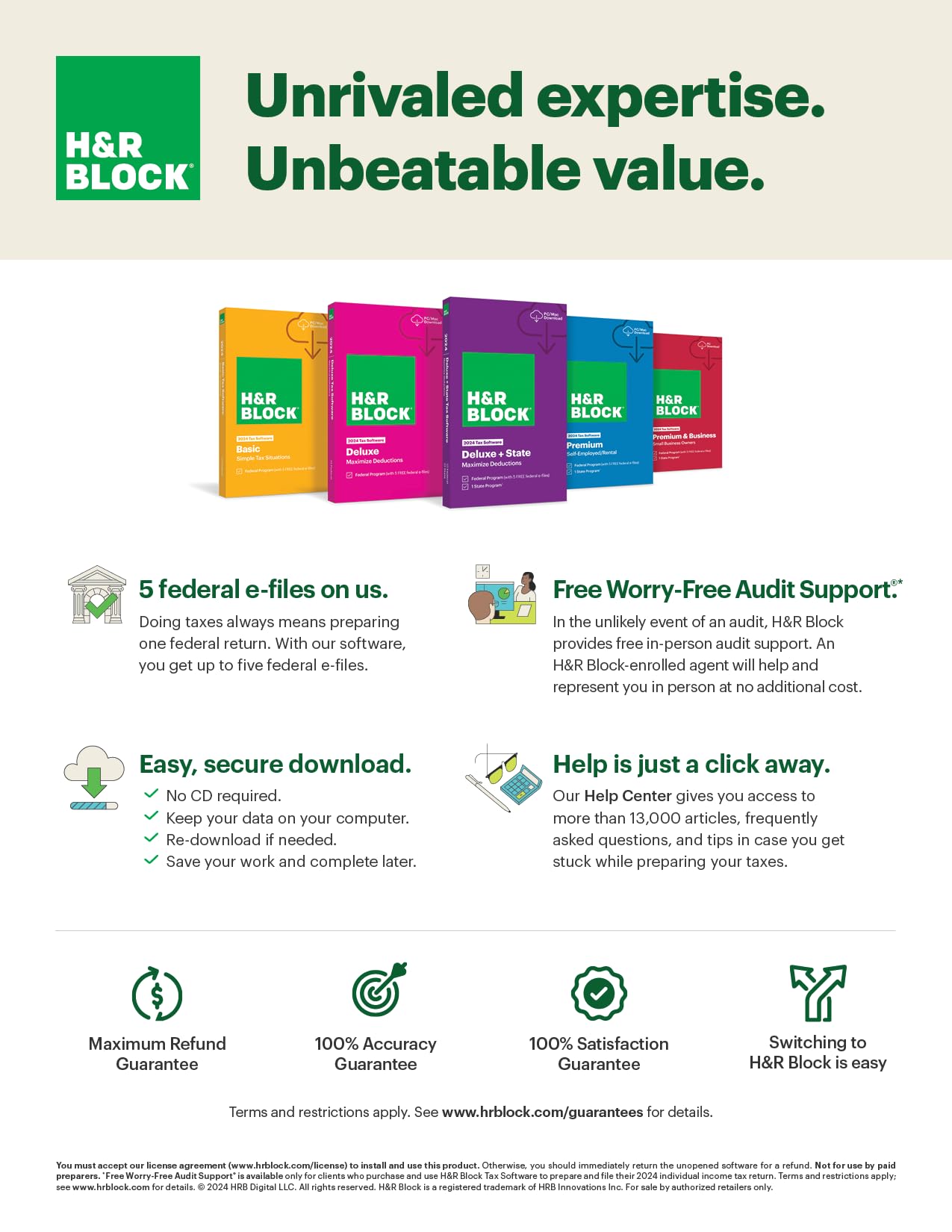 H&R Block Tax Software Premium & Business 2024 Win [PC Online code]