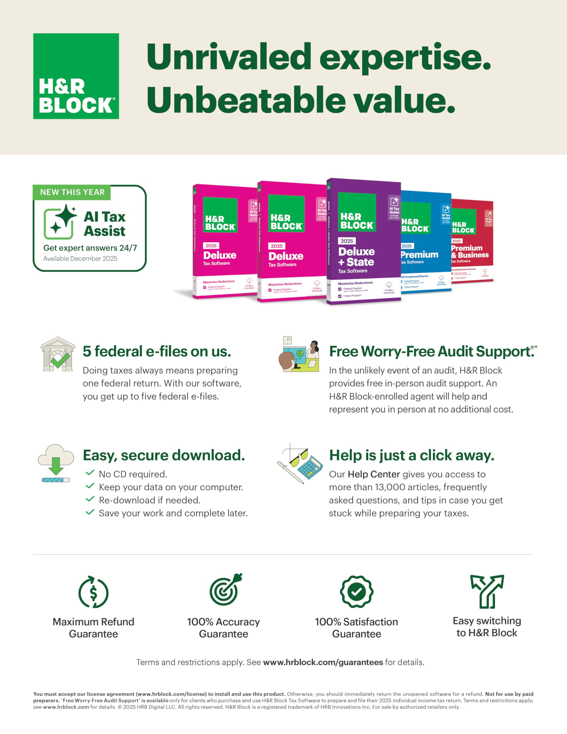 H&R Block Tax Software Premium 2025 Win/Mac [PC/Mac Online Code]
